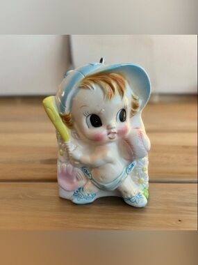 Vintage Rubens Baseball Baby Boy Planter Bat Ball Glove Jersey Japan 1950-60's